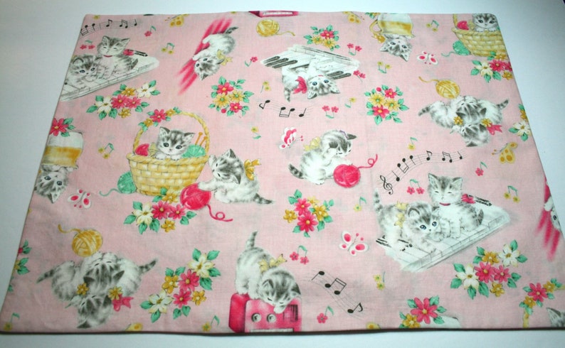 LAST ONE 12X16 Travel Pillowcase ~ Adorable Retro Musical Cats in Pink  Cat Lover Gift  Birthday