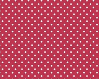 3 YaRDS Cotton Quilting Fabric - Windham Fabric Tiny White Dots on Red, TWO BY TWO Whistler Studio Collection