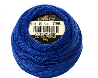 DMC Pearl / Perle Cotton Thread Balls Size 8 DARK ROYAL BLuE 796