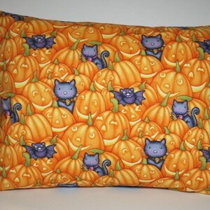 12x16 Travel Pillowcase / Accent Pillowcase / Halloween Grey Cats Bats Pumpkin Patch / Lumbar Pillow Case Gift