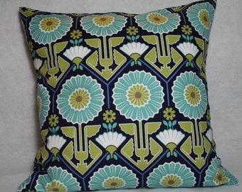 20" Inch Throw Pillow Cover, Modern Sunflowers Lake Blue Floral Decorative Throw Pillow Cover, 20x20 Inch Accent Pillow Cover