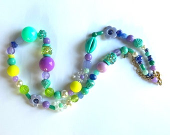 Fruit Pastilles Beaded Necklace hand strung upcycled beads