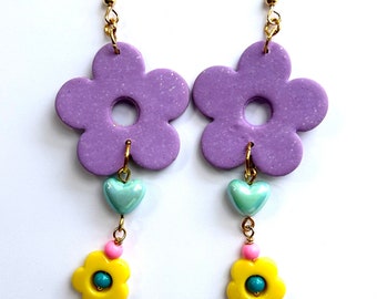 Sweet Tart Flower Earrings pretty pastels flower power flower jewelry