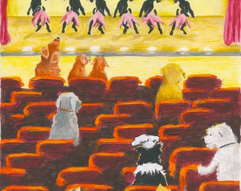 New York Dogs Series Broadway Theatre Mixed Media Image Print On Acid Free Paper