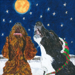 Dogs Singing Christmas Carols Set Of Blank Cards By Chery Holmes