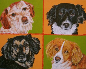 Rescue Dogs Original Painting On Canvas Dog Adoption Artwork For Vet's Office