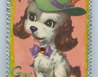 Gay Dog Funky Pendant With Vintage Dog Rummy Playing Card