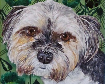 Custom Personalized Dog Portrait Folk Art Style From Your Photos of Your Pet