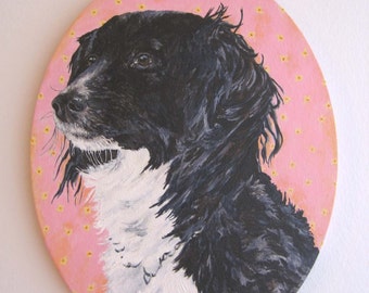 Custom Dog Portrait Personalized From Your Photos of Your Pet Folk Art Style