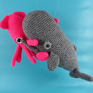 Squid vs Sperm Whale - PDF amigurumi crochet pattern