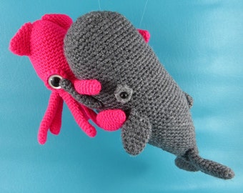 Squid vs Sperm Whale - PDF amigurumi crochet pattern