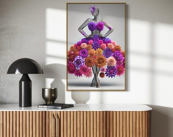 Blossom, arte de pared de moda, regalo para ella, decoración de arte de pared de modelo, enmarcado y listo para colgar, arte de pared para colgar, arte de pared cautivador Blossom