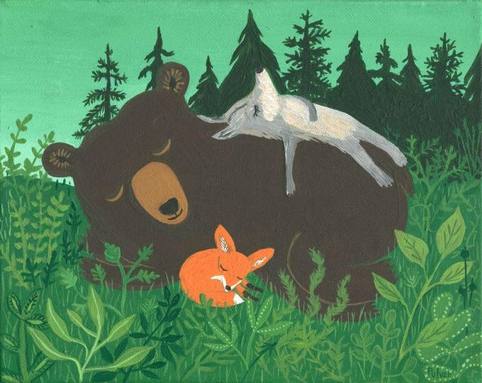 The fox and the bear. Медведь и лиса. Арт медведь лиса волк. Fox and Bear Sleeps. Fox and Bear Love.