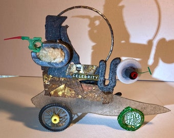 Found Object Car Sculpture Art - Rat Rod by Sara Pulver - Assemblage Made Entirely of Junk Mixed Media Outsider Art