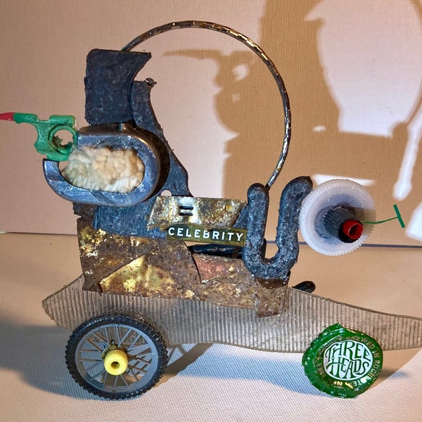 Found Object Car Sculpture Art - Rat Rod by Sara Pulver - Assemblage Made Entirely of Junk Mixed Media Outsider Art