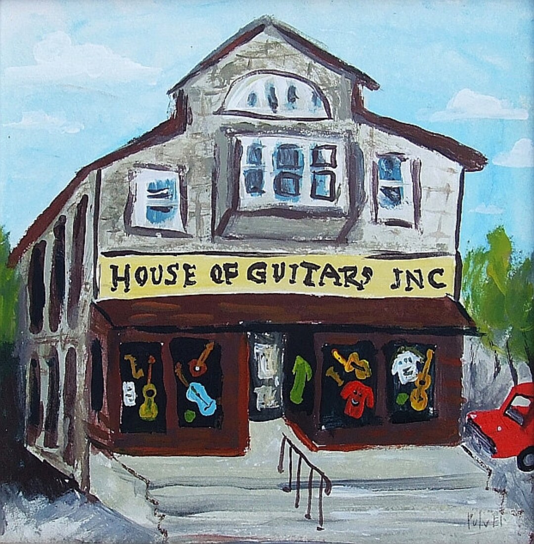House of Guitars Art PRINT Rochester, Irondequoit, NY H.O.G. Music Cult