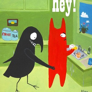 Grappige Cat n Crow Card Verjaardagskaart Verjaardagskaart BFF Card - Snarky Eigenzinnig en Wacky