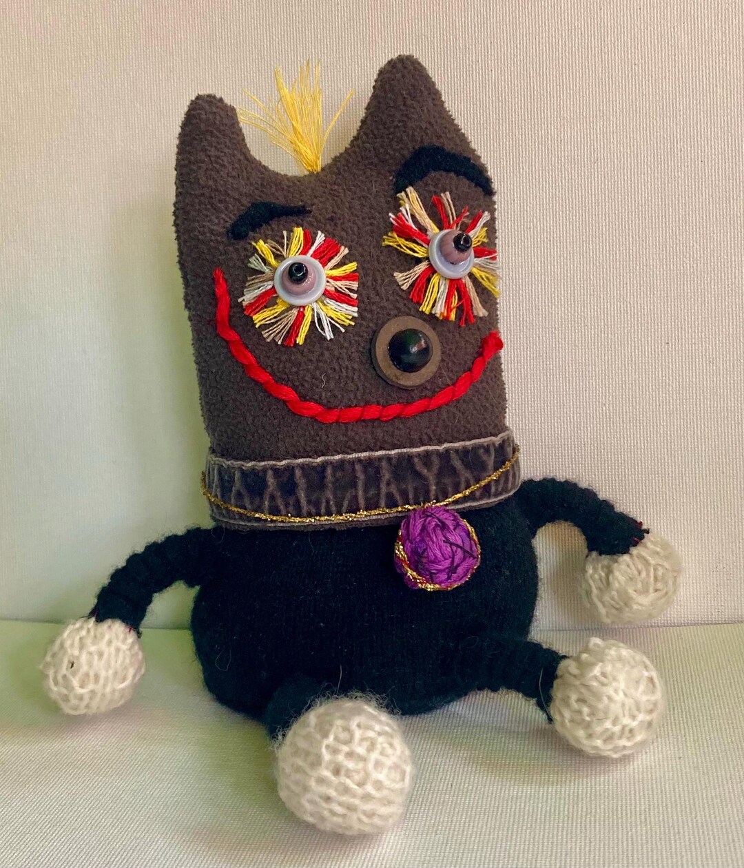 Handmade Plushie Art Doll - Original Stuffed Animal Knitwit Folk Art ...