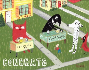 Lustige Katze Glückwunschkarte - Well Done Karte Congrats Beer Lover Bar Eröffnungskarte Abschlusskarte New Job Card