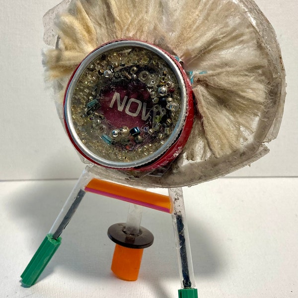 NOW Assemblage Art - Original Found Object Outsider Artwork by Sara Pulver