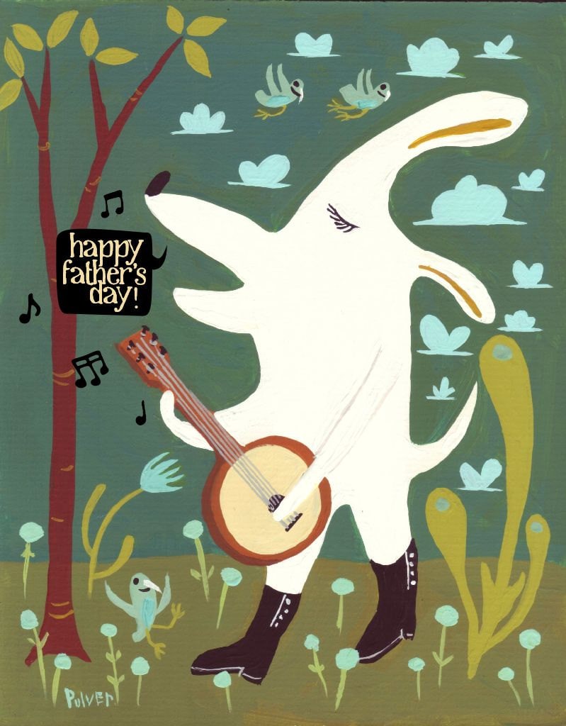 Banjo Father S Day White Dog Card Happy Father S Day Etsy