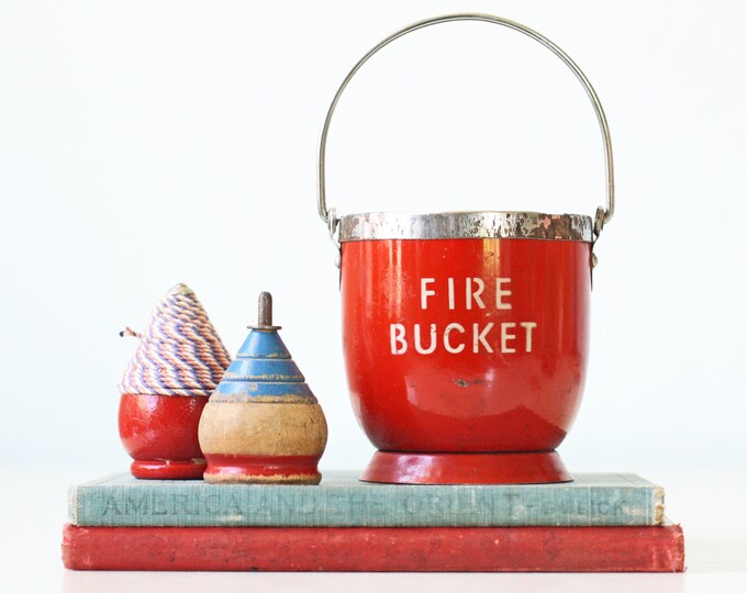 Vintage Fire Bucket Ashtray Red and White Etsy