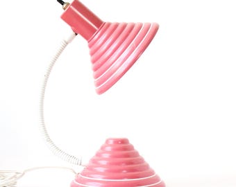 Vintage Pink Desk Lamp, Adjustable Gooseneck, Cone Shade,  Mod Style, Retro Style, Retro Office Decor
