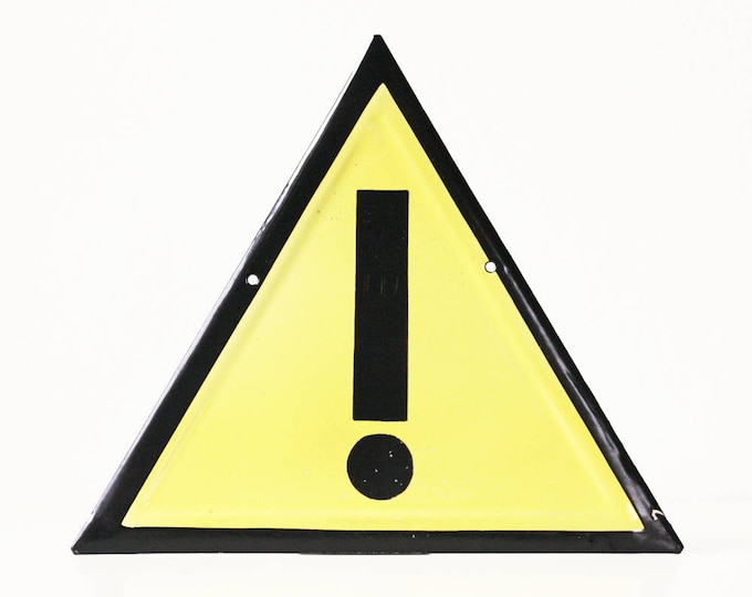 Vintage Safety Sign Exclamation Caution Warning Yellow and Etsy
