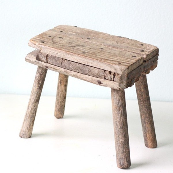 Vintage Primitive Wooden Stool