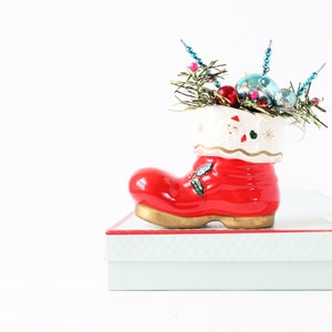 Vintage Christmas Santa Boot, Santa Claus Planter, Retro Christmas, Retro Holiday, Retro Starbust, Vintage Holiday, Kitschy Home Decor