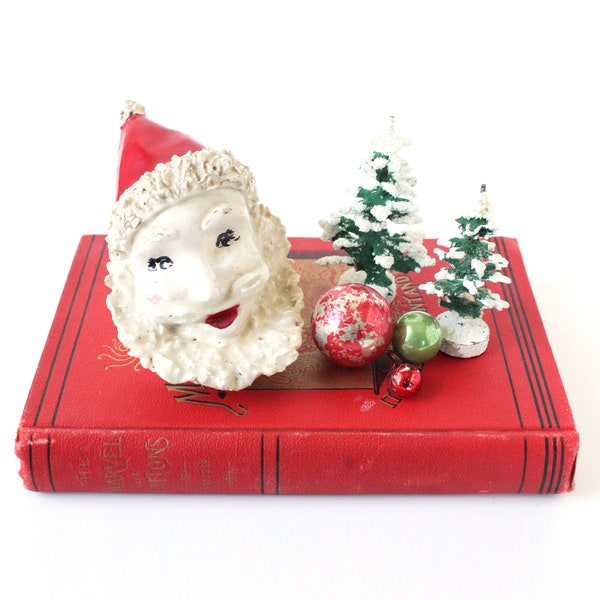Vintage Santa Claus, Vintage Christmas, Handmade Santa Claus, Ceramic Santa Face, 1951, Vintage Holiday