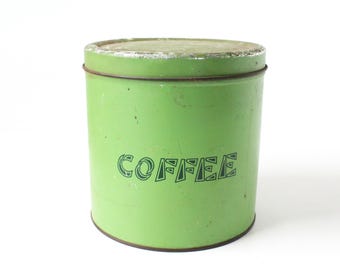 Bote de hojalata verde vintage para café: decoración retro para la cocina