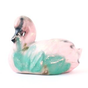 Vintage Swan Planter, Pink and Black Swan