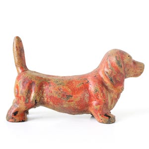 Vintage Cast Iron Dachshund Figurine: MCM Weiner Dog Decor