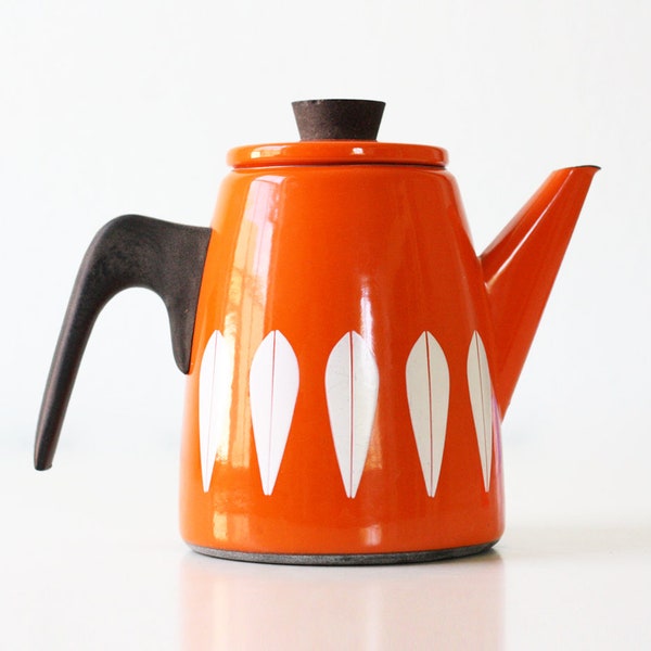 Vintage Cathrineholm Teapot, Orange Lotus Tea Kettle