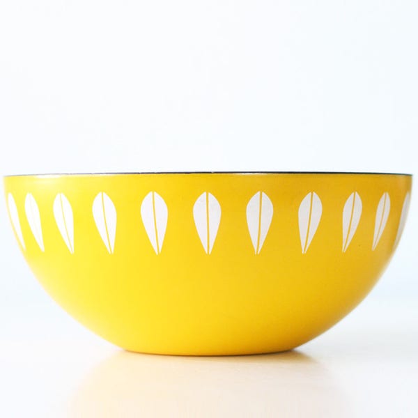 Vintage Cathrineholm Bowl, Yellow Lotus Bowl, 9 1/2" diameter