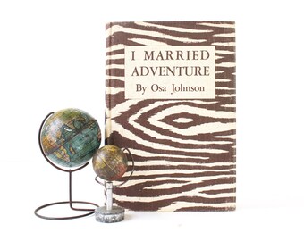 Vintage I Married Adventure Book, Osa Johnson, Zebra Print, Vintage Home Decor, Retro Style