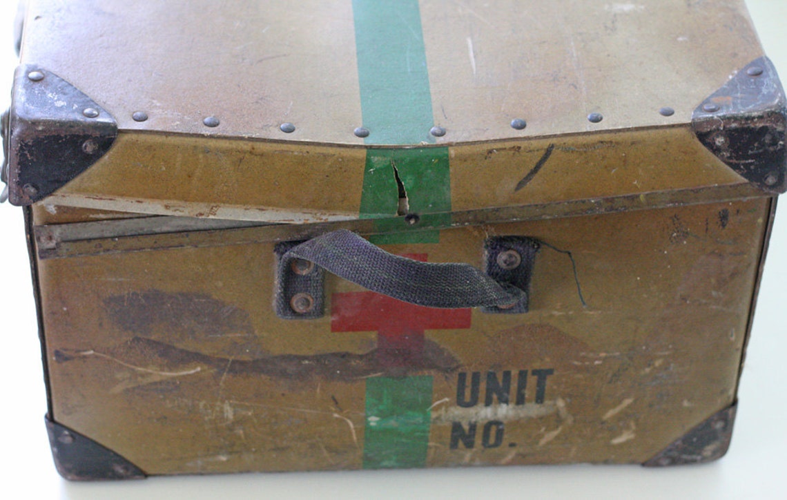 Vintage Military Trunk Suitcase with Red Cross Etsy