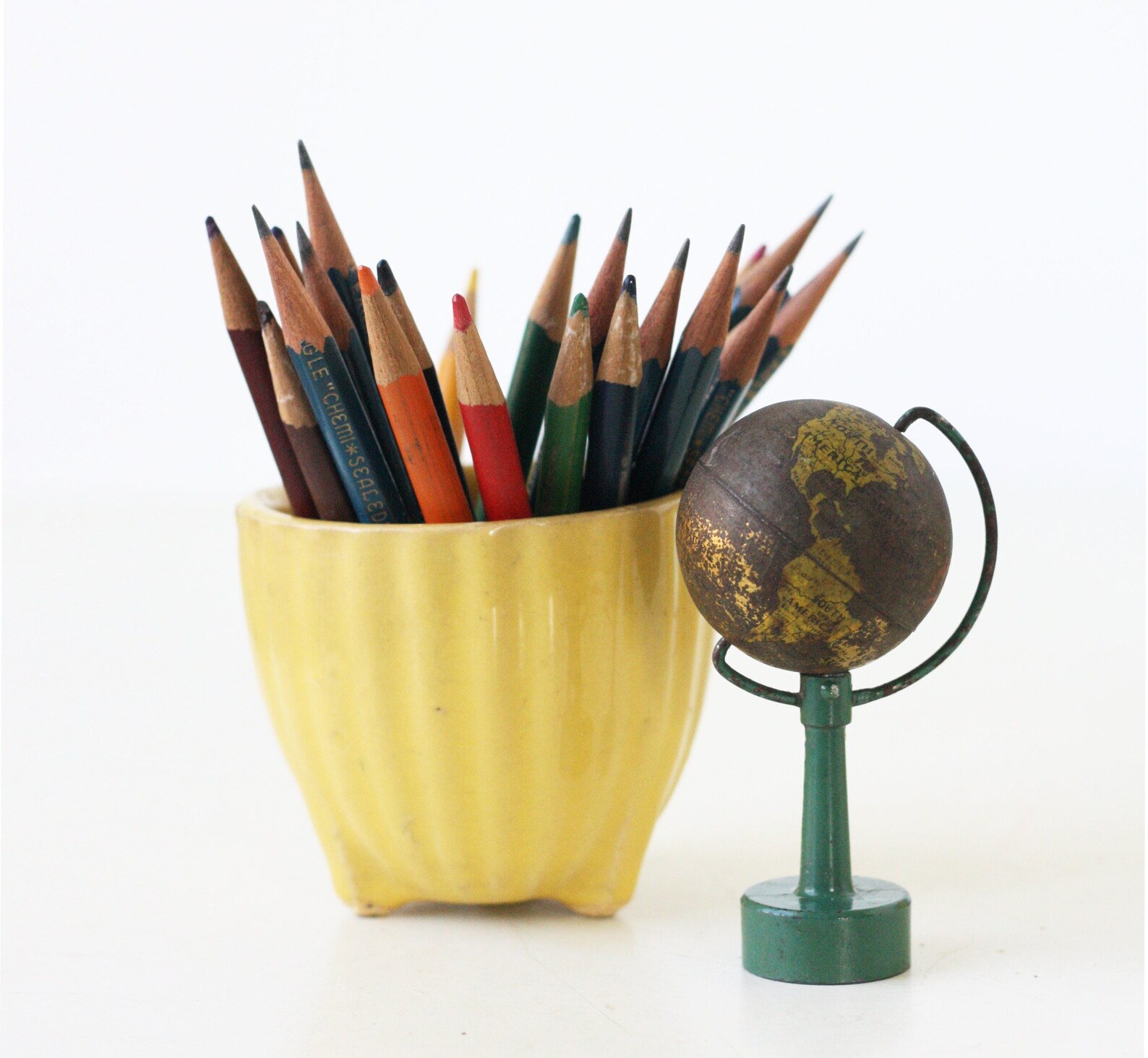 Vintage Globe Pencil Sharpener Green Germany Etsy