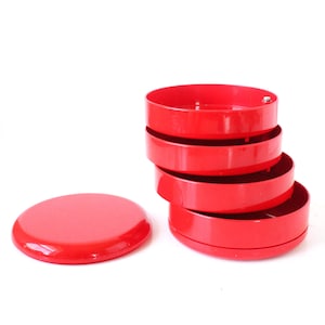Vintage Red Swivel Organizer: Retro Office & Jewelry Storage