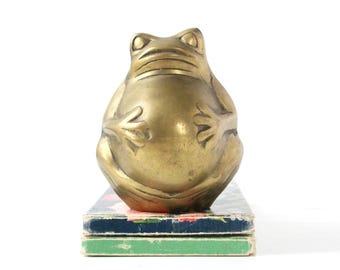 Vintage Brass Frog Bank: Retro Home Decor
