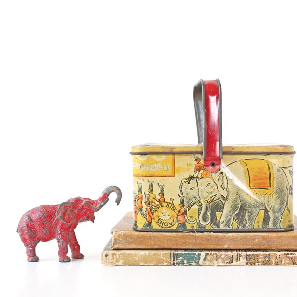 Vintage Circus Tin, Elephant Lunch Pail, Vintage Circus, Vintage Home Decor, Antique Tin, Antique Circus, Vintage Circus Parade