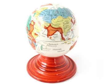 Tintero de cerámica vintage con forma de globo terráqueo, Japón, recipiente con forma de globo terráqueo, decoración vintage para el hogar.