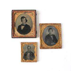 Vintage Tin Type Photo Collection: Antique Black & White Photographs, Set of 3