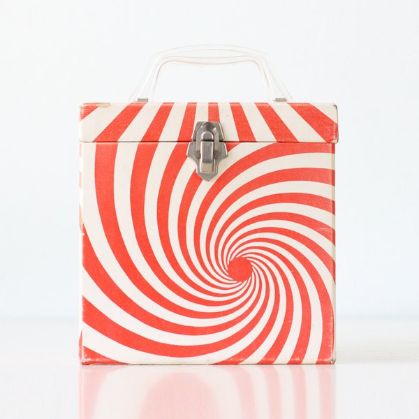 Vintage Record Box, Psychedelic Swirl, Red / Orange and White, Platterpak