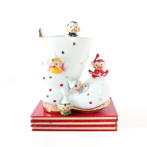 Vintage Pixie Gnome Planter, Vintage Polka Dot Boot, Vintage Home, Kitschy, Retro Home, Retro Kitsch, Vintage Christmas