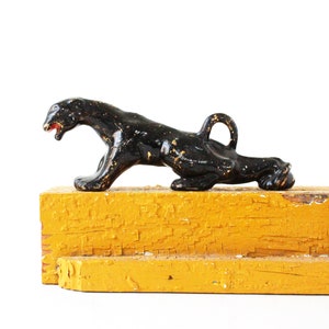 Vintage MCM Black Panther, Stalking Cat Statue, Ceramic Black Jaguar, Vintage Home Decor, Retro Style, MCM Decor, Black and Gold, Retro Home
