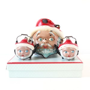 Vintage Santa Set, Vintage Christmas, Thames Santa Bank, and Santa Salt Pepper Shakers, Hand Painted, Japan, Vintage Home, Vintage Holidays