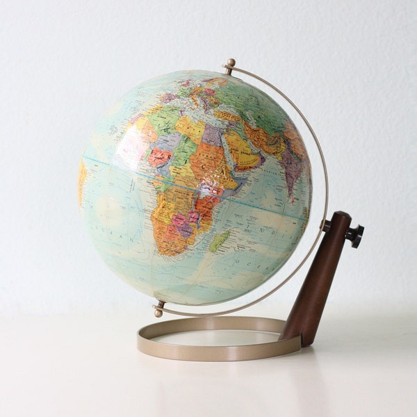 Vintage Globe, Mid Century Modern, Replogle World Nation Series