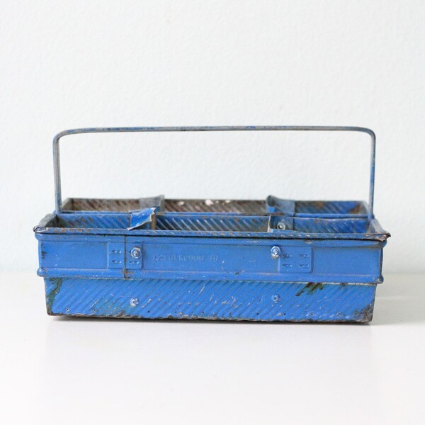 Vintage Blue Metal Tool Caddy